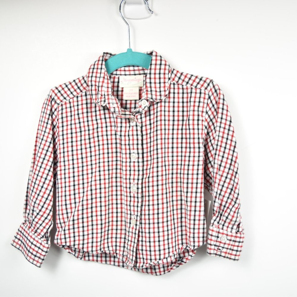 Red white and blue plaid  long sleeve button down